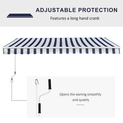 Outsunny Manual Retractable Awning, 3x2.5 m-Blue/White Stripes