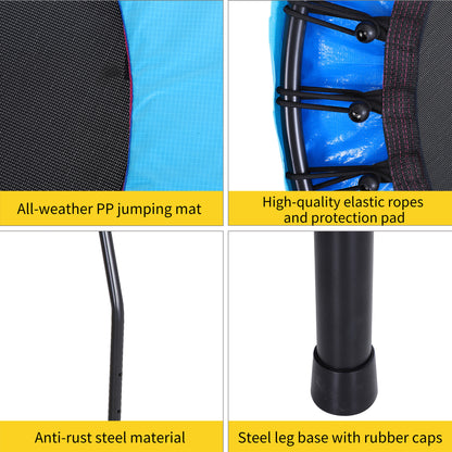 HOMCOM 40'' Fitness Trampoline with Adjustable Handle, Rebounder Trampoline Mini Jumper for Indoor Exercise Workout, Support Up to 100kg, Blue 