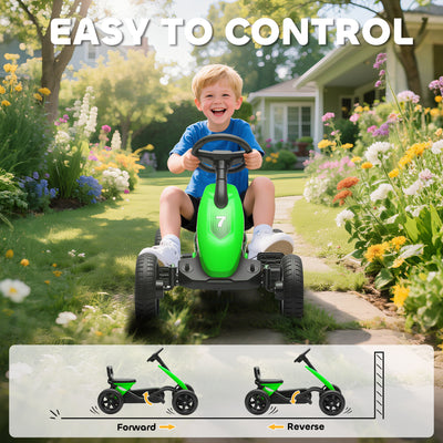 AIYAPLAY Pedal Go Kart for Kids 2-5 Years, with Silent EVA Wheels, Metal Frame, Green 