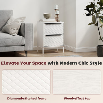 HOMCOM Chest of Drawers, Dresser with 2 Fabric Drawers and Aluminium Handles - White 