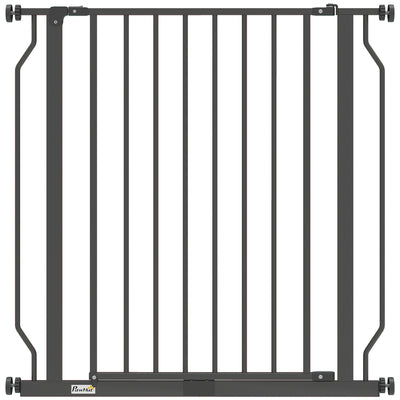 PawHut Extra Wide Dog Gate, with Door Pressure, for Doorways, Hallways, Staircases - Black 