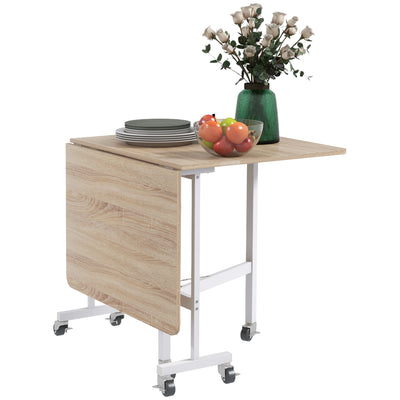HOMCOM 4-6 Person Drop Leaf Dining Table - Oak 