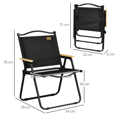 Outsunny Camping Chair for Adults, Lightweight Folding Chair, Portable Chair for Camping, Fishing, Beach and Outdoor Travel, Black 