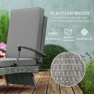 Outsunny 80° Reclining Rattan Lounger - Grey 