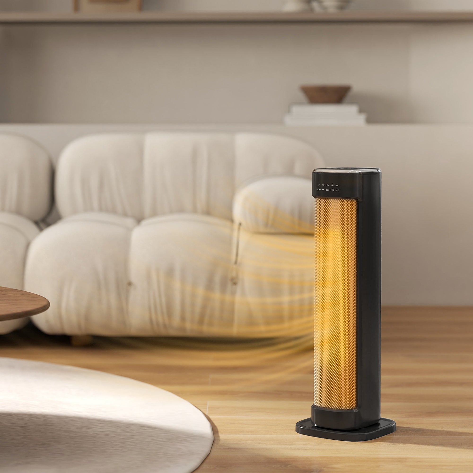 HOMCOM 2000W Ceramic Electric Heater with 3 Heat Settings, Timer - Black 