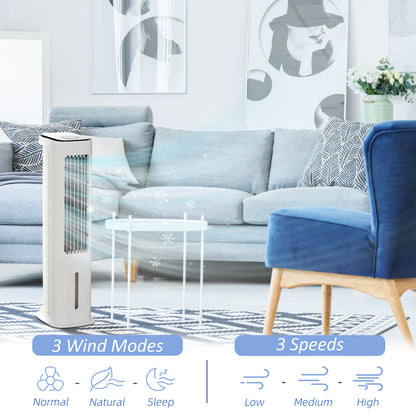 HOMCOM Evaporative Air Cooler, 5L Water Tank Oscillating Ice Cooling Fan with 3 Modes, 3 Speeds, Remote Control, Timer, and Oscillation, White