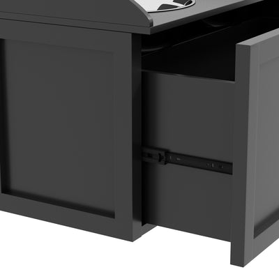 PawHut Stainless Steel Raised Dog Bowls, with 21L Storage Drawer for Large Dogs and Cats - Black 