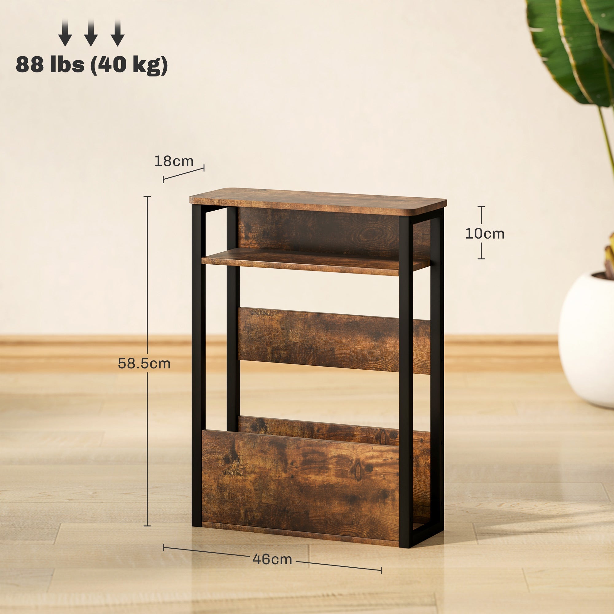 HOMCOM Industrial-Style Side Table - Black/Brown 