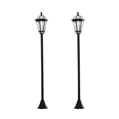 Outsunny 2 PCS LED Garden Lights Lamp Post Solar Powered Lantern Patio Pathway Walkway Outdoor Water-Resist Auto Switch 6 Hours Black 