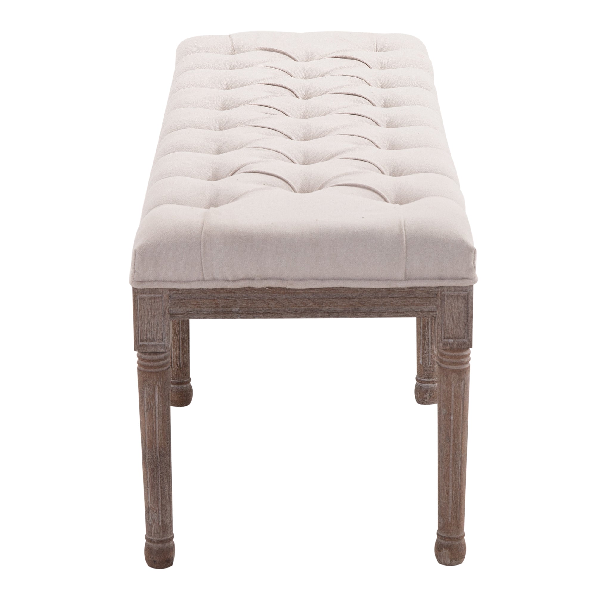 HOMCOM Bed End Side Chaise Lounge Sofa Stool Chic Button Tufted Window Hallway Seat Bench Wooden Leg Fabric Cover Padded Beige 