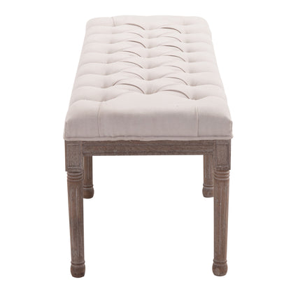 HOMCOM Bed End Side Chaise Lounge Sofa Stool Chic Button Tufted Window Hallway Seat Bench Wooden Leg Fabric Cover Padded Beige 