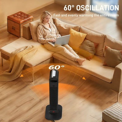 HOMCOM 2000W Ceramic Electric Heater with Fan, Timer, Oscillation - Black 
