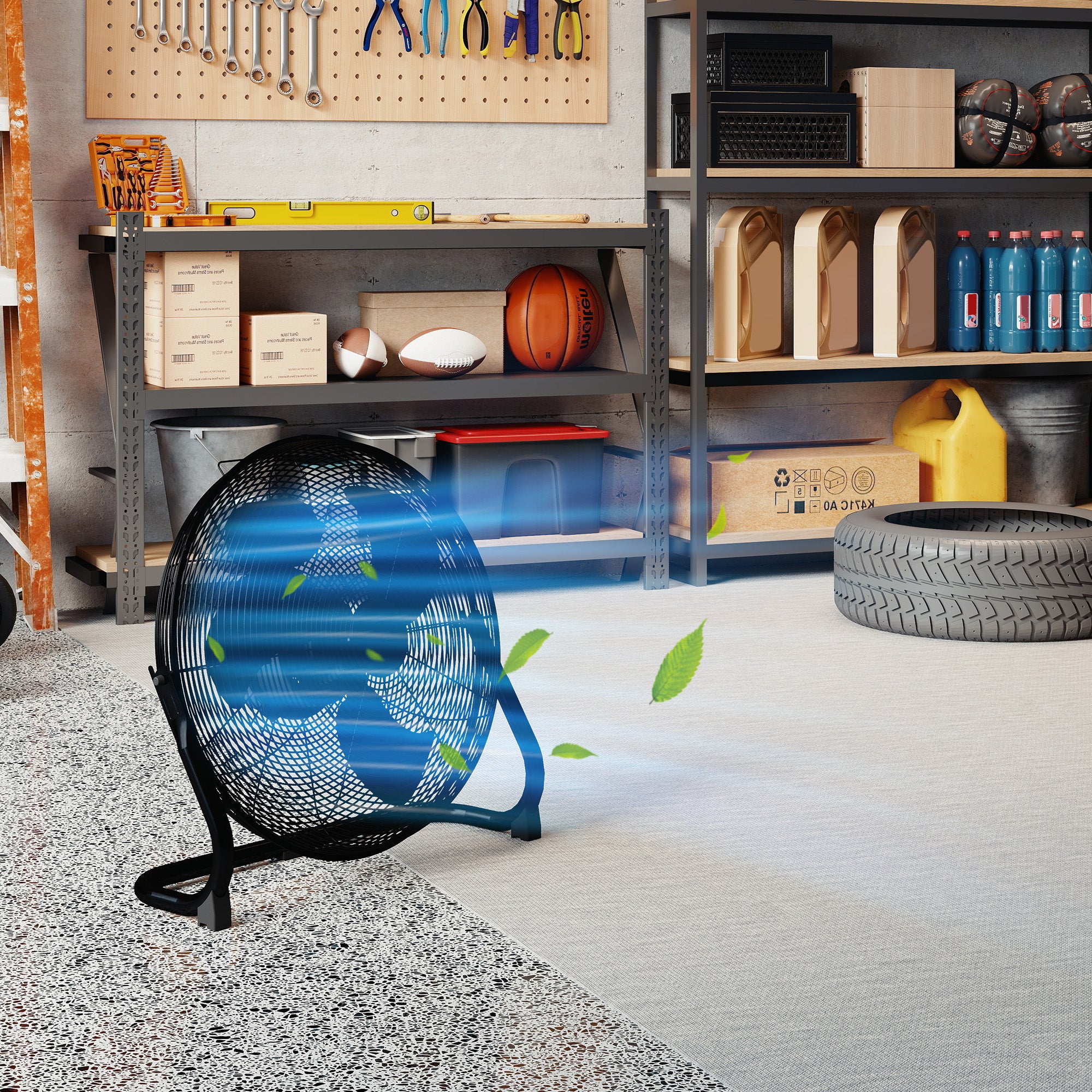 HOMCOM Metal Floor Fan with Tilting, High Velocity, 3 Speed, Portable Gym Fan for Home Office, Black 