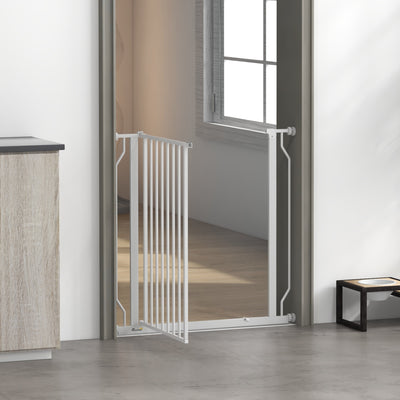PawHut Extra Wide Dog Safety Gate, with Door Pressure, for Doorways, Hallways, Staircases - White 