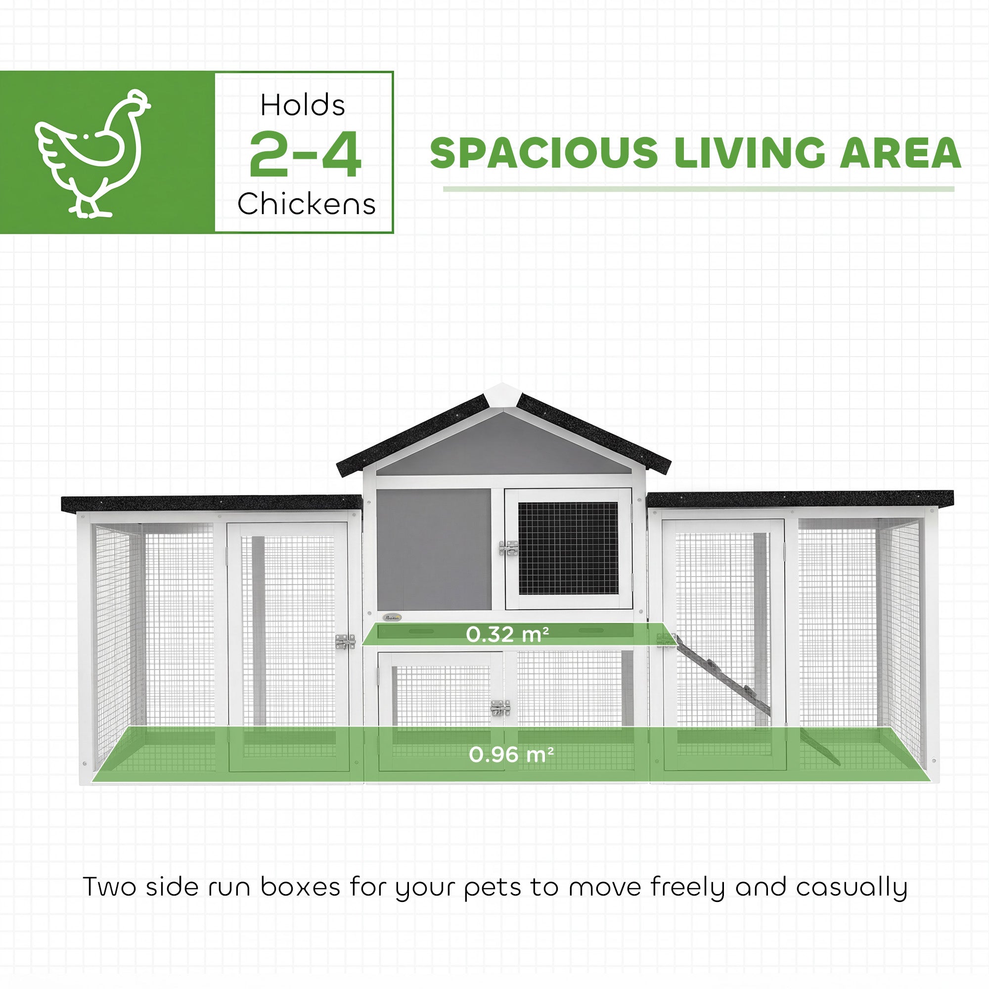 PawHut Large Chicken Coop, Wooden Outdoor Chicken Cage Poultry Hen House with Nesting Box 