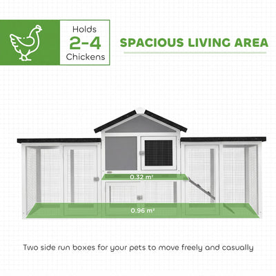 PawHut Large Chicken Coop, Wooden Outdoor Chicken Cage Poultry Hen House with Nesting Box 