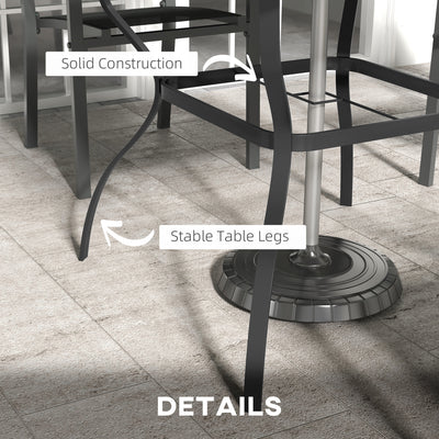 Outsunny Four-Seater Steel Garden Table, with Parasol Hole - Brown/Black 