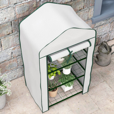 Outsunny Three-Tier Mini Greenhouse - White 