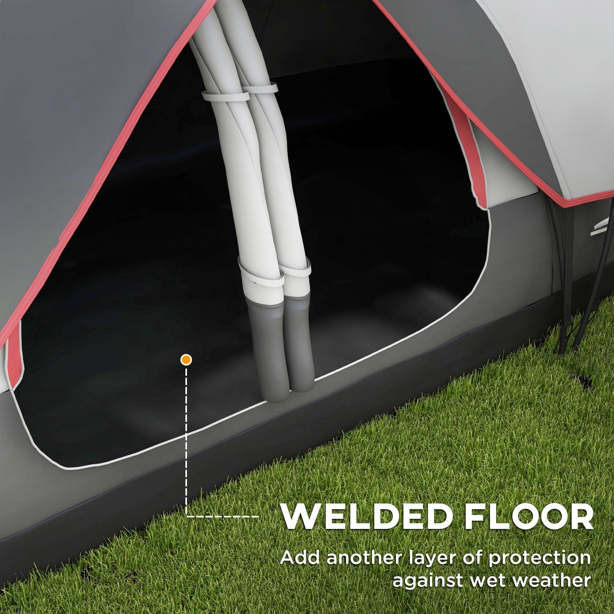 Outsunny Camping Tent for 6-8 Man with 2000mm Waterproof Rainfly and Carry Bag for Fishing Hiking Festival, Grey 