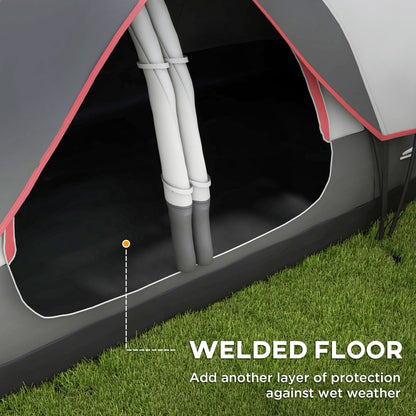 Outsunny Camping Tent for 6-8 Man with 2000mm Waterproof Rainfly and Carry Bag for Fishing Hiking Festival, Grey 