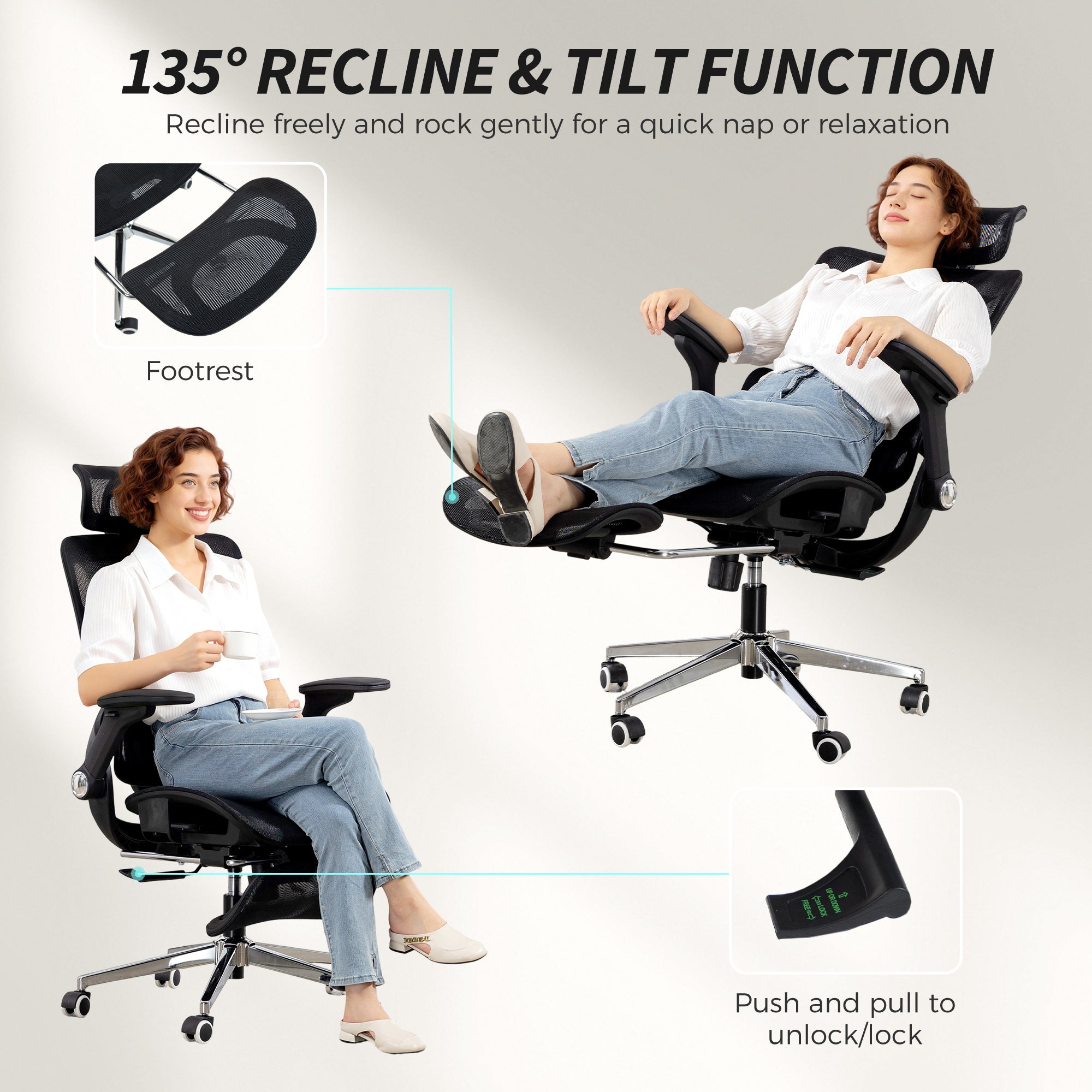 HOMCOM Ergonomic Office Chair, High Back Mesh Desk Chair, Black 