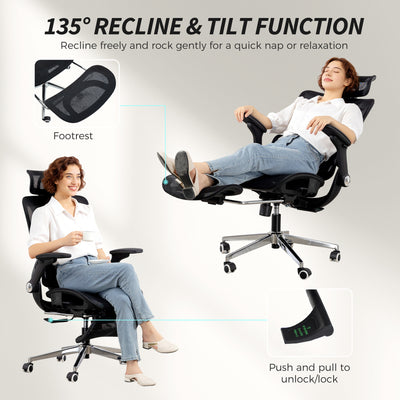 HOMCOM Ergonomic Office Chair, High Back Mesh Desk Chair, Black 