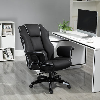 Vinsetto Executive Office Chair, PU Leather High Back Desk Chair with Height Adjustable, Reclining Swivel Computer Chair for Home, Black 