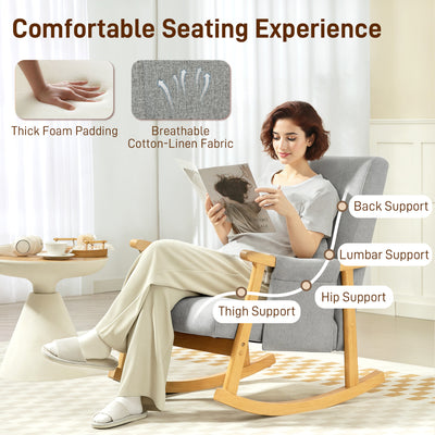 HOMCOM Wood Frame Rocking Accent Chair - Light Grey 