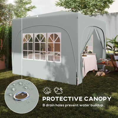 Outsunny 3 x 3m Pop-Up Gazebo Shelter, with Accessories - Light Grey 