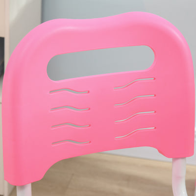 HOMCOM Kids Desk and Chair Set, Student Adjustable Writing Desk, with Drawer, Pen Slot, Hook - Pink 