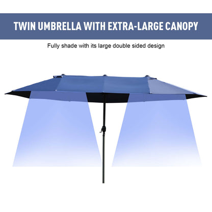 Outsunny Double-side Umbrella Parasol, Φ2.7x4.6Wx2.4H m-Blue 