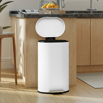 HOMCOM 30 L Modern Curved Kitchen Bin - White 