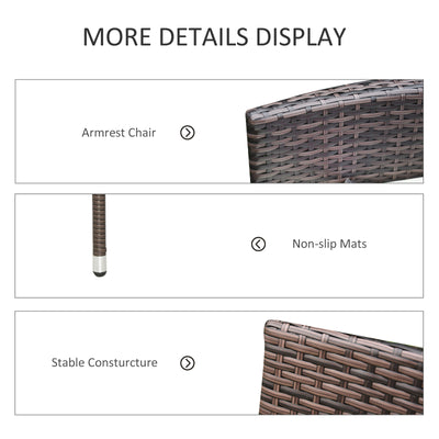 Outsunny 4 PC Rattan Chair Set, Patio Sofa Chairs Set, Cushioned Outdoor Rattan Furniture 