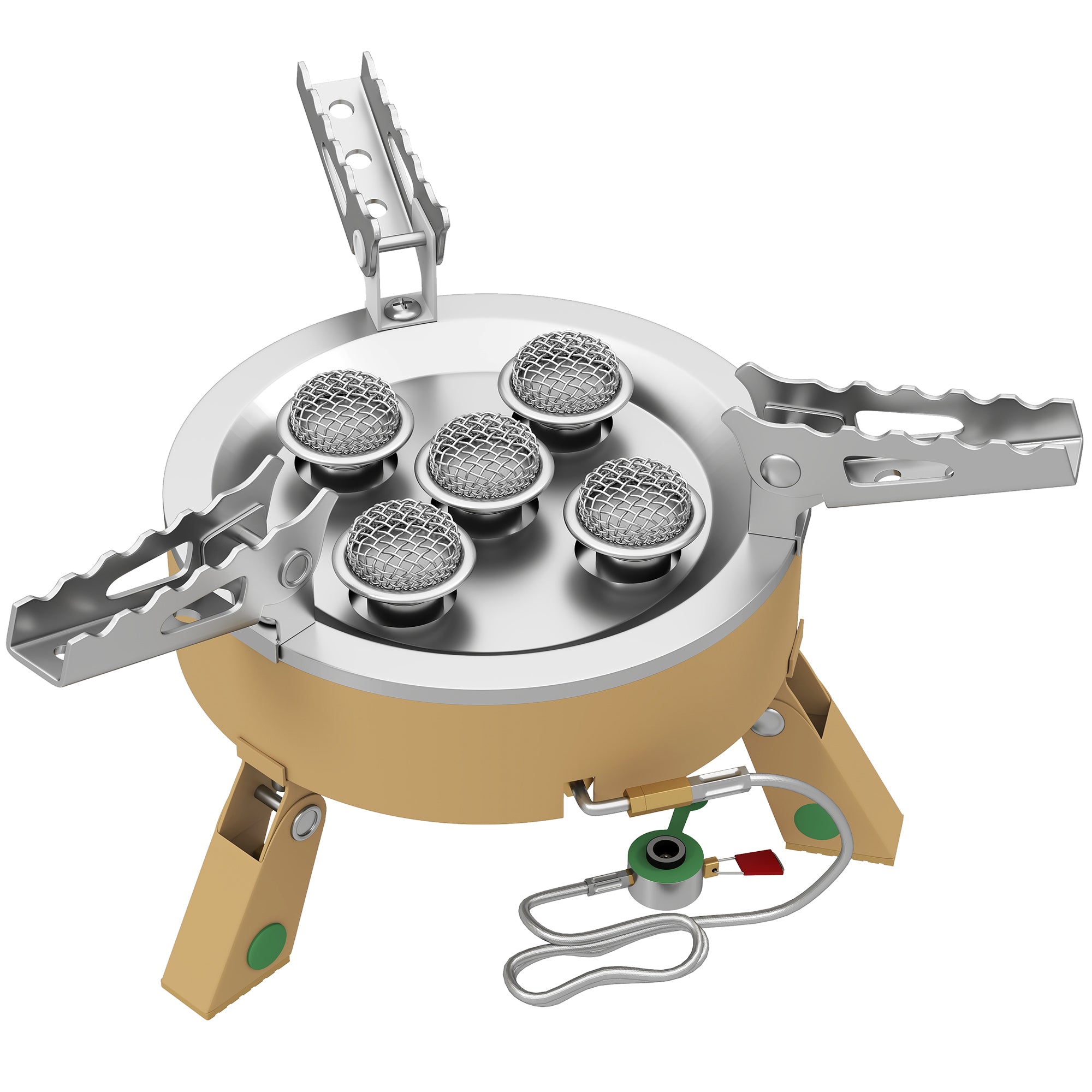 Outsunny 7000W Camping Stove with Piezo Ignition, High Power Gas Stove with 50kg Capacity and Carry Bag for Outdoor Hiking Khaki 