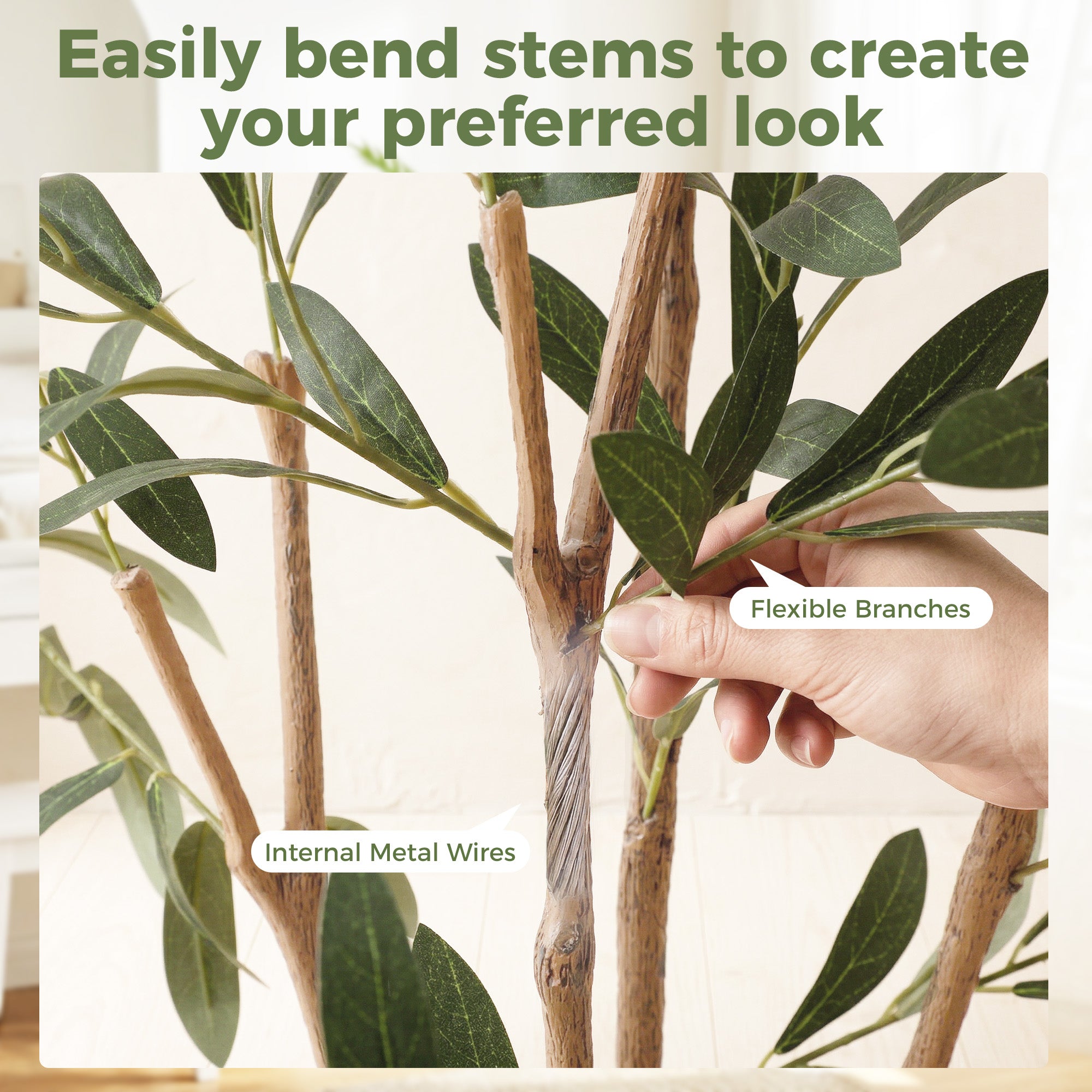 HOMCOM Decorative Artificial Plant, 148 cm Silk Olive Tree with 553 Leaves in Cement Pot, Fake Plant