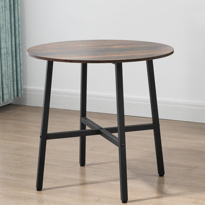 HOMCOM 85cm Dining Room Table, Industrial Style Kitchen Table Round  with Steel Legs, Rustic Brown 