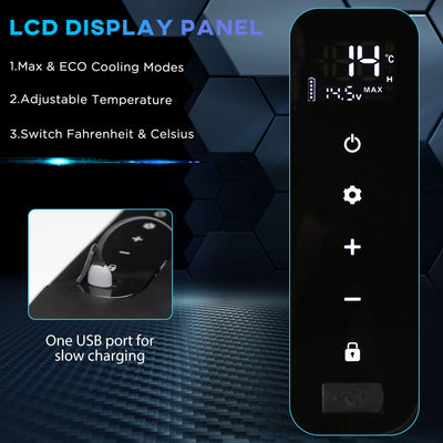 Outsunny 12V Car Refrigerator w/ LED Light & Foldable Handles, 25L Portable Compressor Cooler, Fridge Freezer with 12/24V DC and 110-240V AC for Campervan RV Boat Travel 