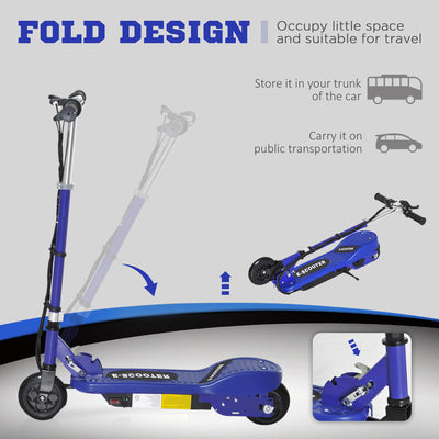 HOMCOM Folding Electric Kids Scooter Ride on Age 7-14, Blue/Black 