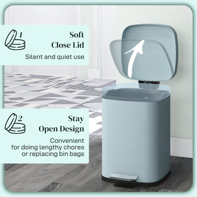 HOMCOM 12L Modern Boxy Metal Home Kitchen Bin - Light Green 