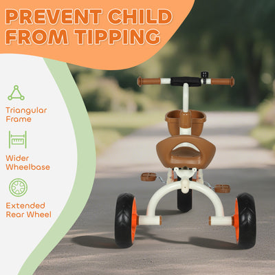 AIYAPLAY Kids Trike, Toddler Tricycle with Front Basket and EVA Wheels for Ages 2-5 Years, Indoor Outdoor for Boys Girls, Orange 
