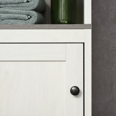 kleankin Tall Bathroom Storage Cabinet, Freestanding Tower Cabinet with 3 Open Shelves and Adjustable Shelf, Antique White 