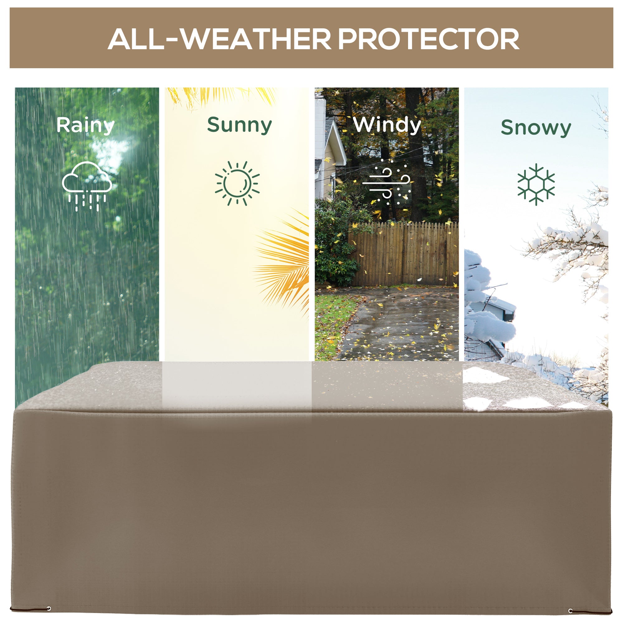 Outsunny 600D Oxford Patio Garden Furniture Dining Table Chair Set Cover Water Protector Waterproof Anti-UV – Beige 