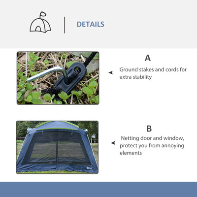 Outsunny 5-8 Persons Pop Up Tent Camping Gazebo Garden Tent-Dark Blue/Green 