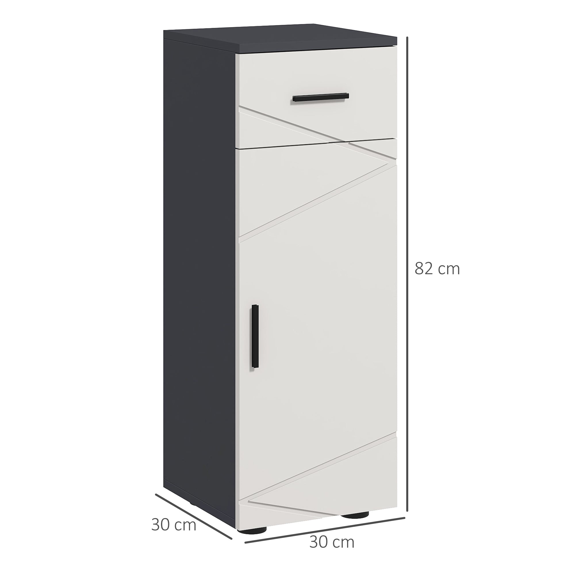 kleankin Slim Bathroom Cabinet, Narrow Bathroom Storage Cabinet with Drawer, Door Cupboard, Adjustable Shelf and Soft Close Mechanism, Grey 