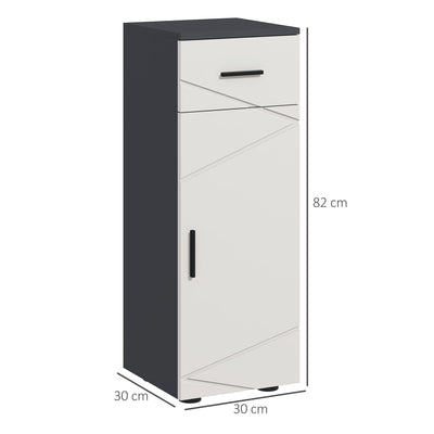 kleankin Slim Bathroom Cabinet, Narrow Bathroom Storage Cabinet with Drawer, Door Cupboard, Adjustable Shelf and Soft Close Mechanism, Grey 
