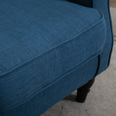 HOMCOM Wingback Accent Chair, Retro Upholstered Button Tufted Occasional Chair for Living Room and Bedroom, Blue 