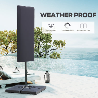 Outsunny Outdoor Cantilever Umbrella Cover Parasol with Rod, Zipper, Dark Grey 