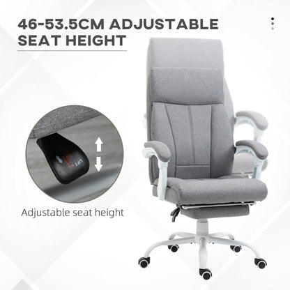 Vinsetto Office Chair, Ergonomic Desk Chair, Fabric Work Study Chair with 155\'c2\'b0 Reclining Back and Footrest, Adjustable Height and Swivel Wheels, Grey