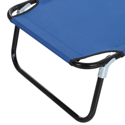 Outsunny Foldable Sun Lounger with 5-Position Adjustable Backrest, Outdoor Portable Recliner Chaise Lounge Chair with Breathable Mesh Fabric, Blue 