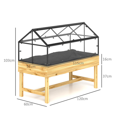 Outsunny 60 x 120cm Raised Garden Bed with Wooden Base - Natural 
